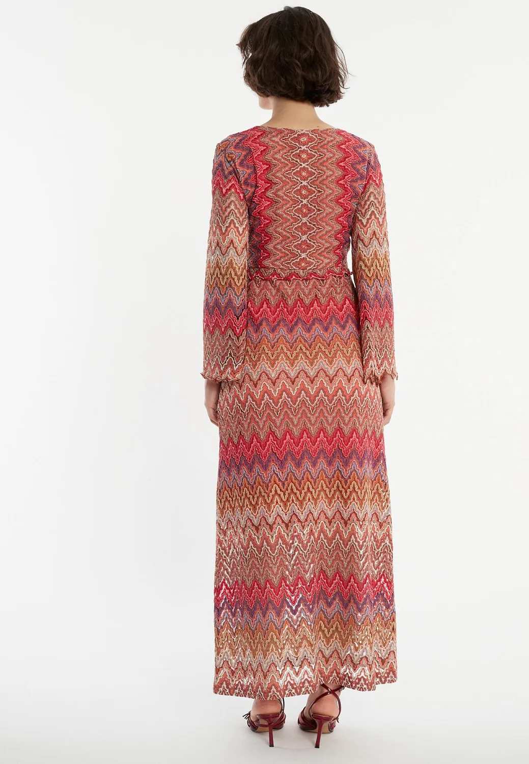 Ana Alcazar Zantea abito maxi rosso scollo a V