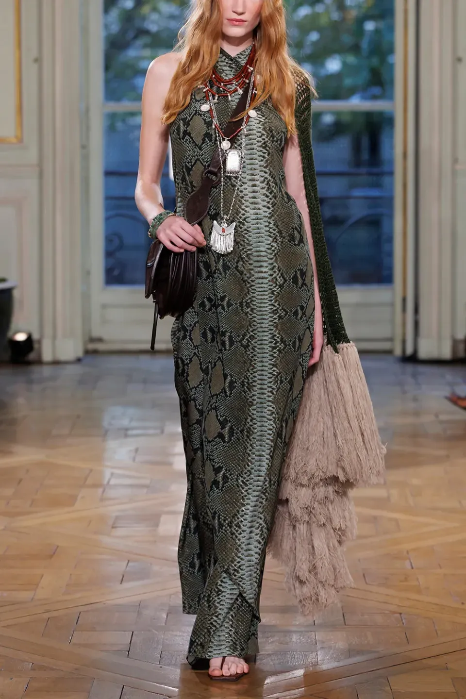 Johanna Ortiz Musical Pant pantaloni seta verde stampa