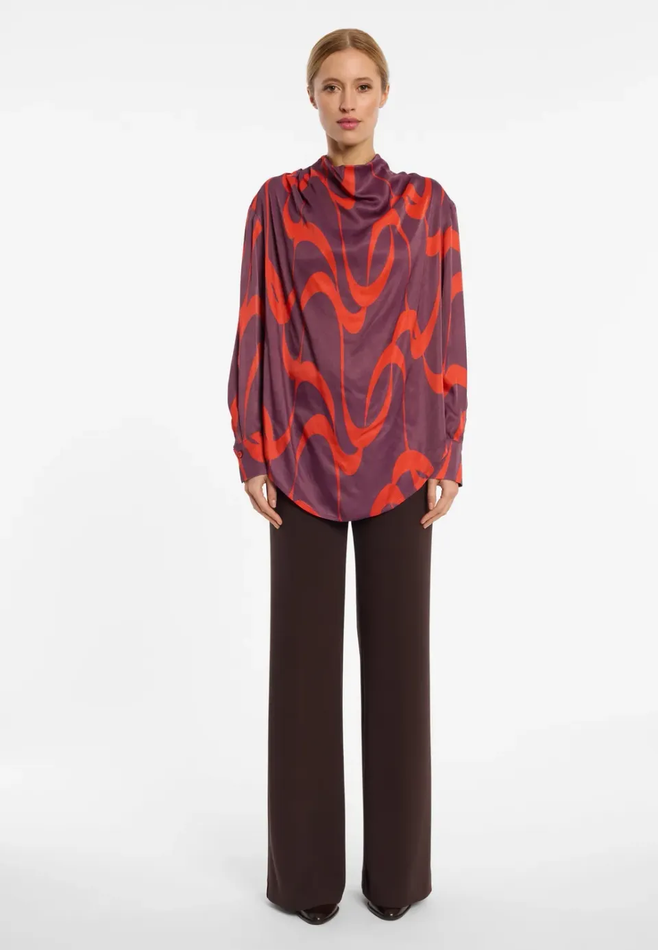 Ana Alcazar Elbonis blusa scollo drappeggiato fantasia onde