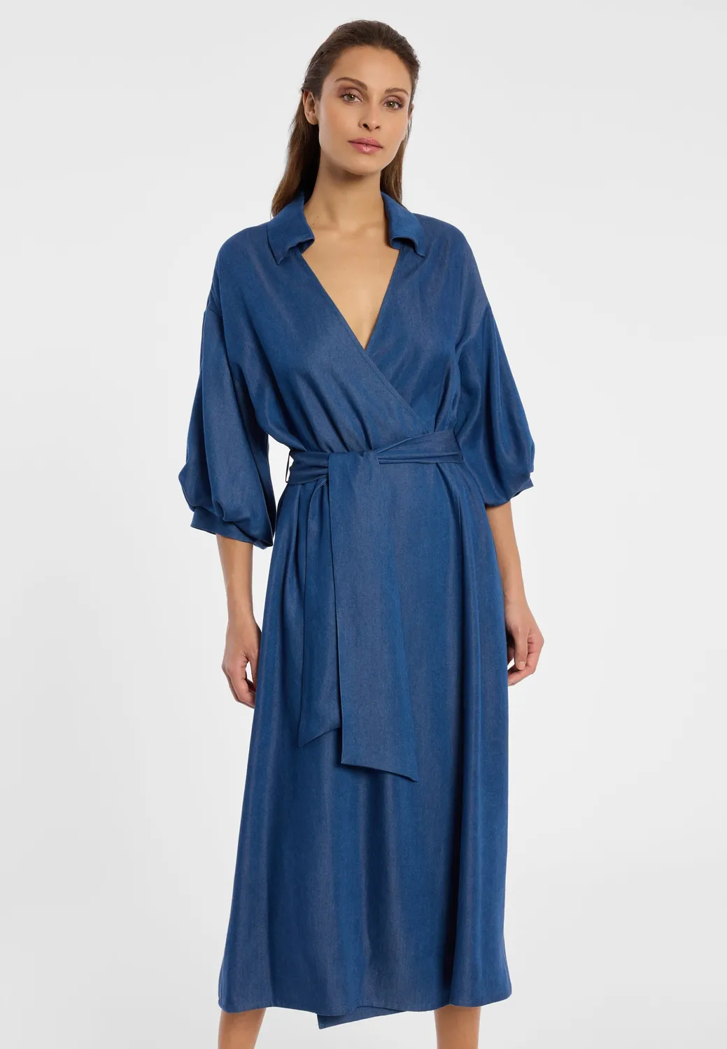 Ana Alcazar Darla abito camicia denim midi