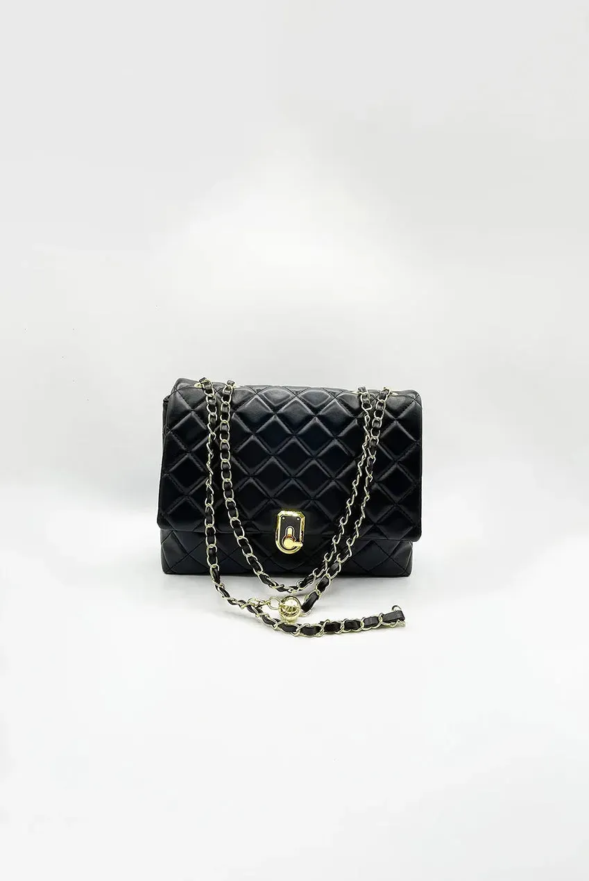 SVNX Quilted borsa spalla nera tracolla catena