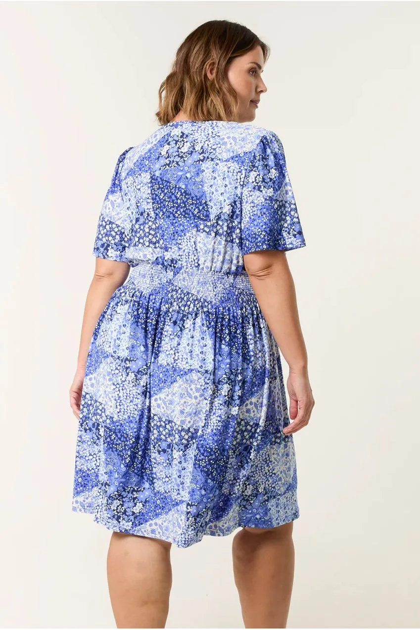 Blue Vanilla Curve abito mini fantasia blu curvy