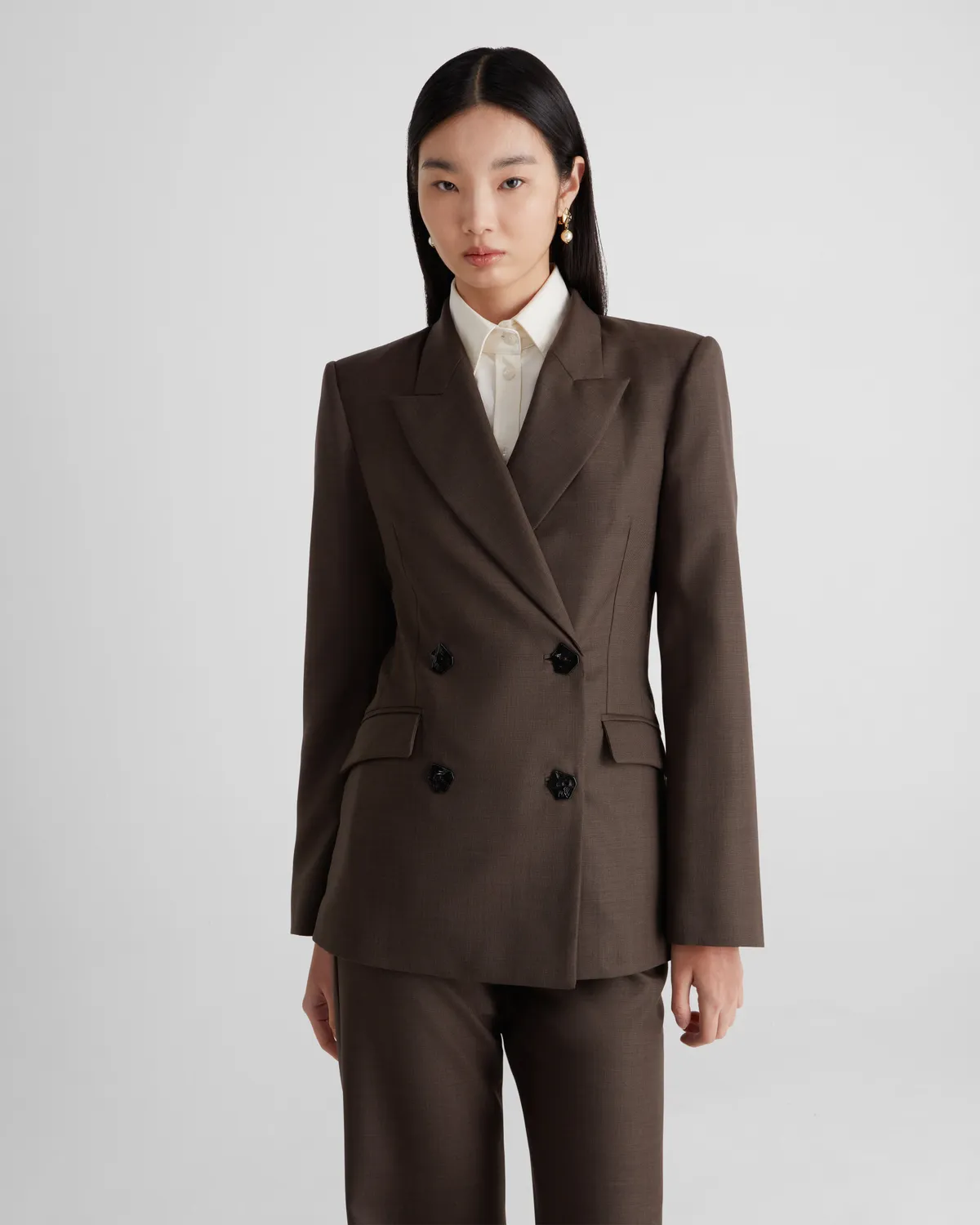 Violante Nessi Sir Blazer doppiopetto marrone lana