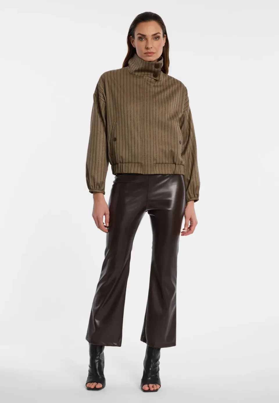 Ana Alcazar Enliva giacca blouson kaki gessato