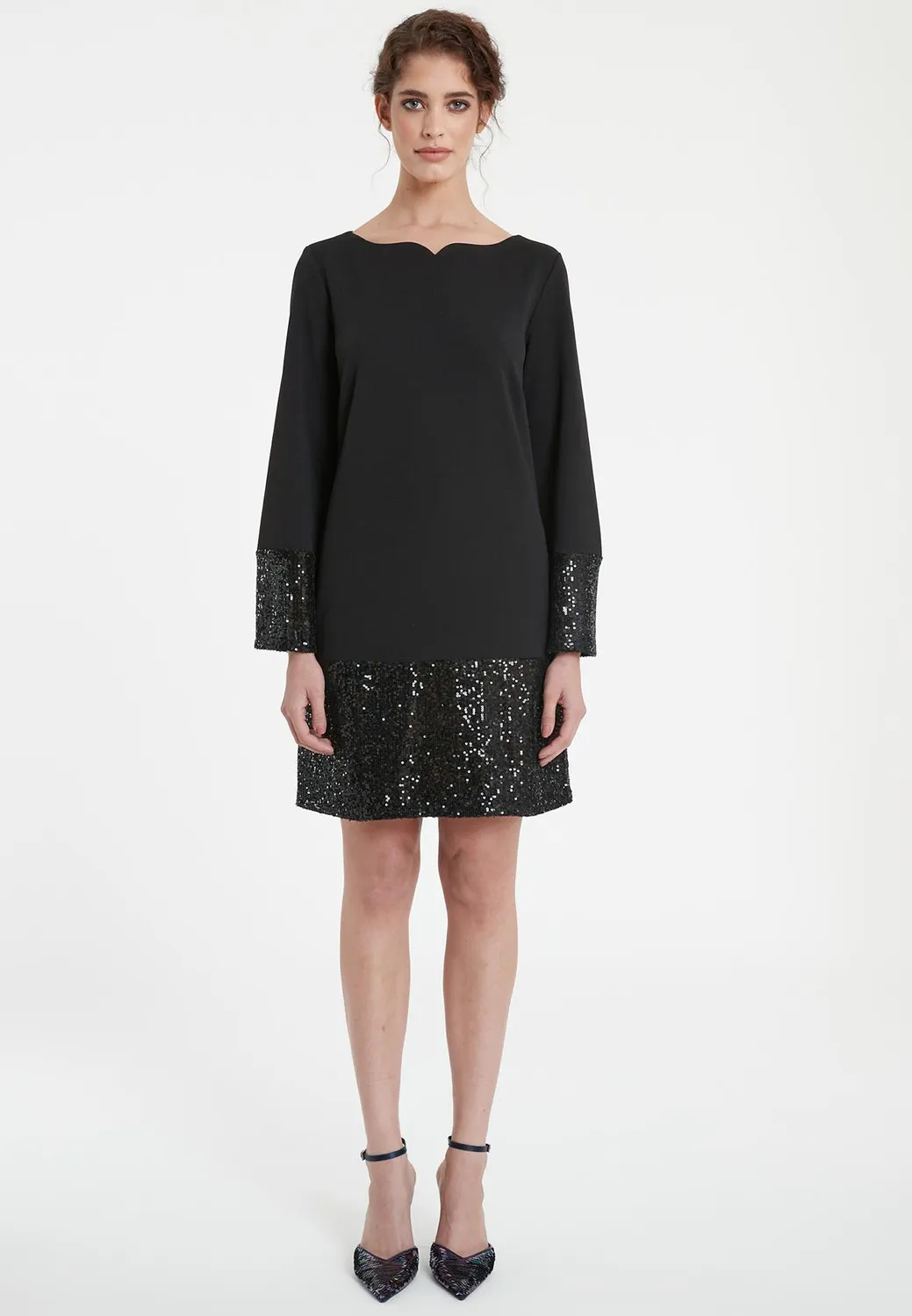 Ana Alcazar Tadora abito tunica nero paillettes