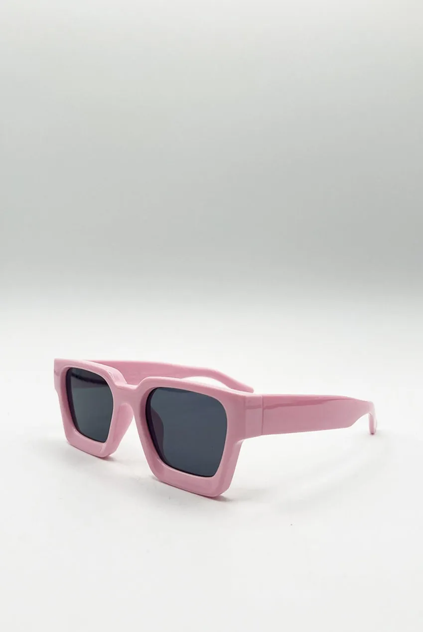 SVNX occhiali da sole rosa quadrati retro