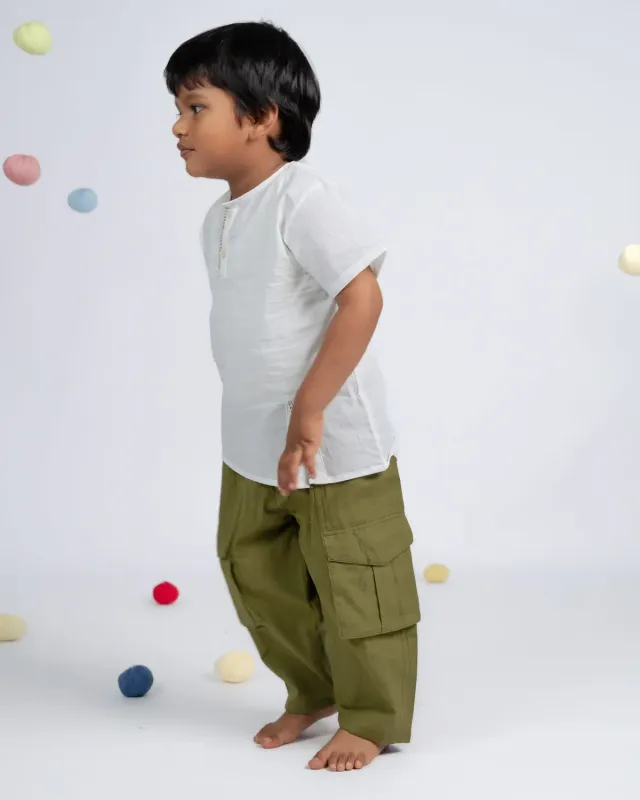 Our Dve Signature Pantalone cargo bimbo verde cotone