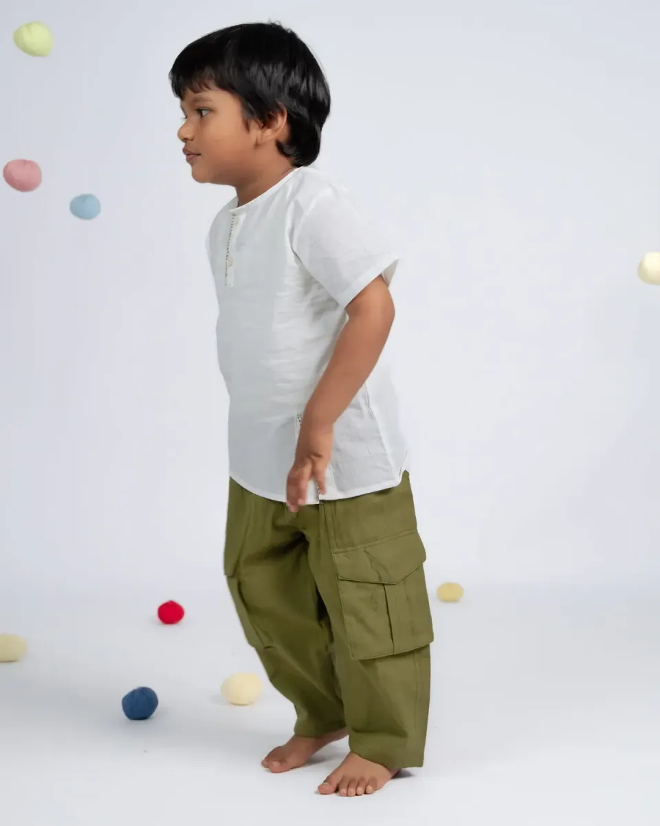 Our Dve Signature Pantalone cargo bimbo verde cotone