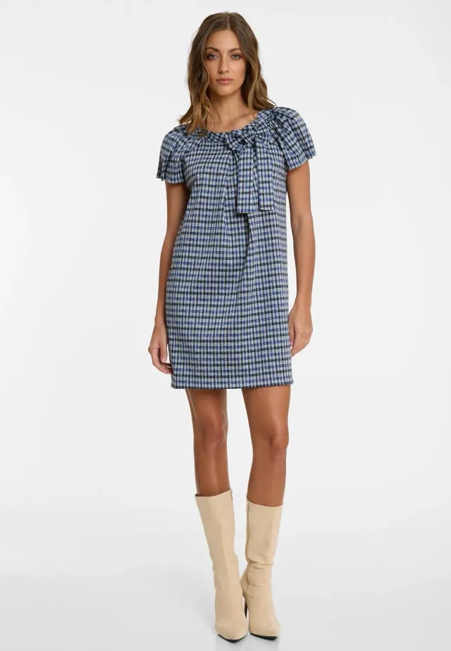 Ana Alcazar Asena mini abito pied-de-poule blu fiocco