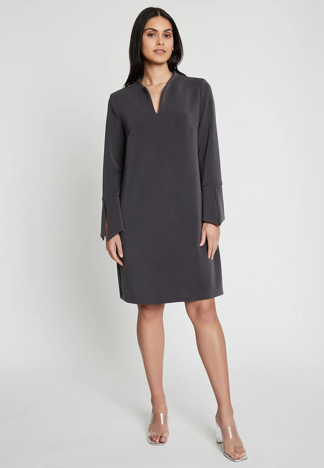 Ana Alcazar Inora abito tunica maniche lunghe grigio