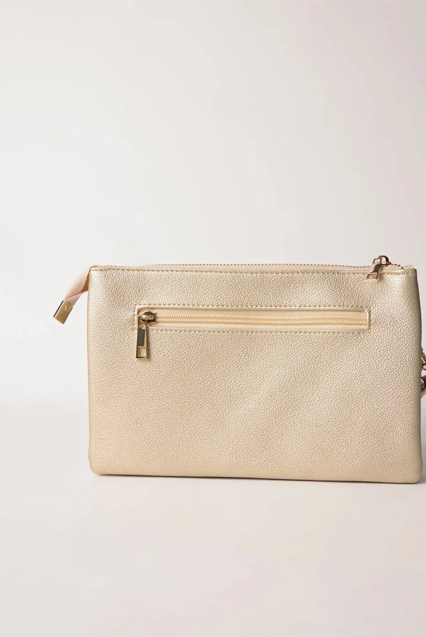 Blue Vanilla clutch oro pochette con tracolla rimovibile