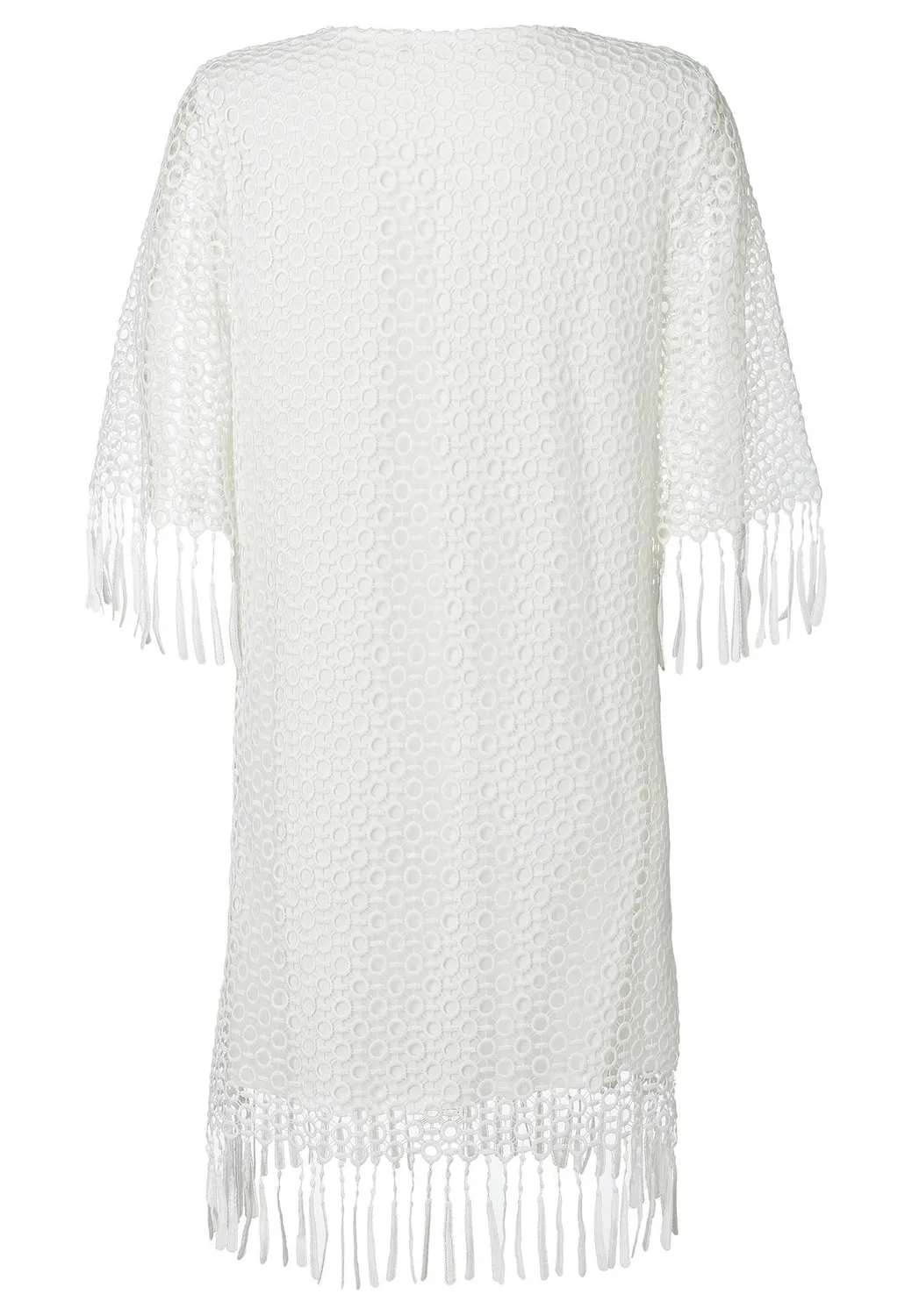 Ana Alcazar Rajana abito tunica in pizzo bianco