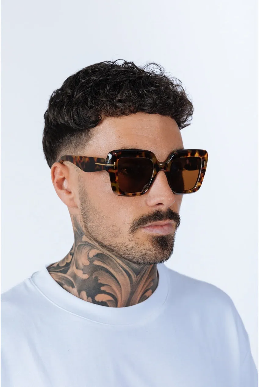SVNX Bold Square occhiali da sole leopardo marrone
