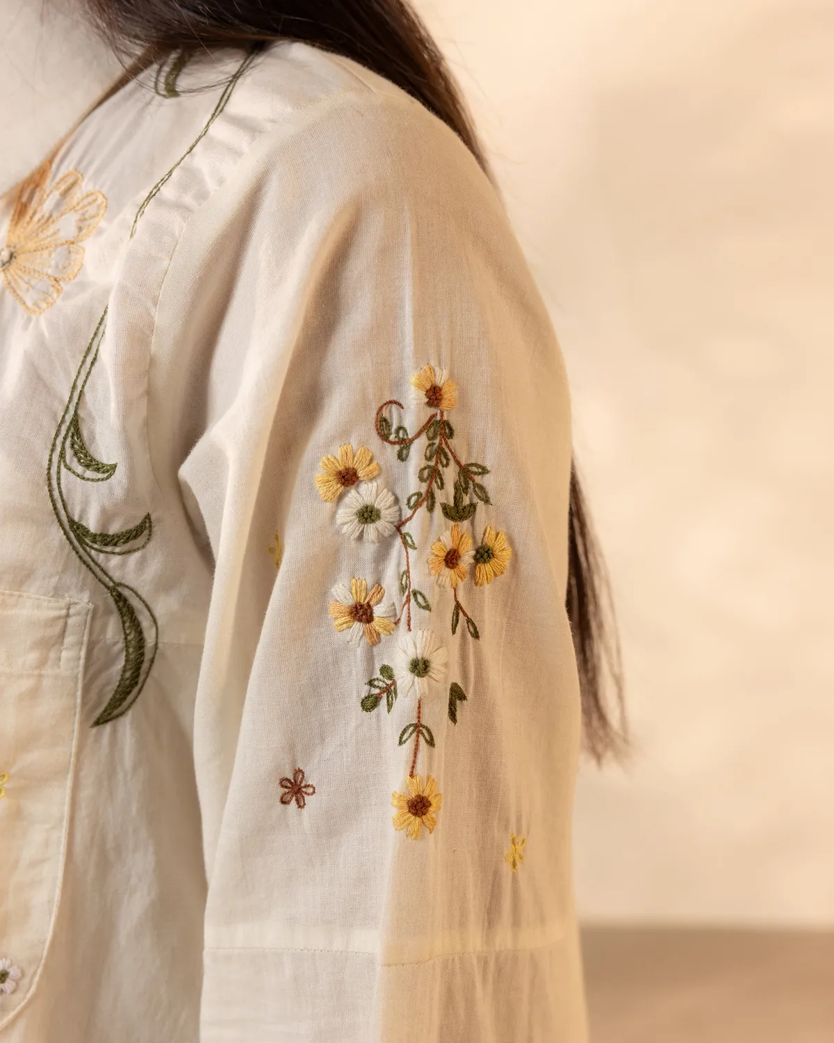 Our Dve Apricot Set completo cotone beige ricamo
