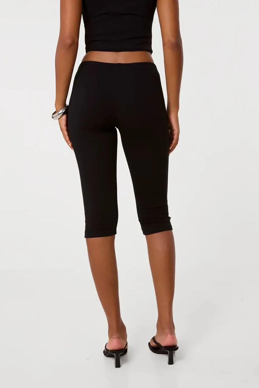 Pink Vanilla pantaloni capri neri ponte elasticizzati