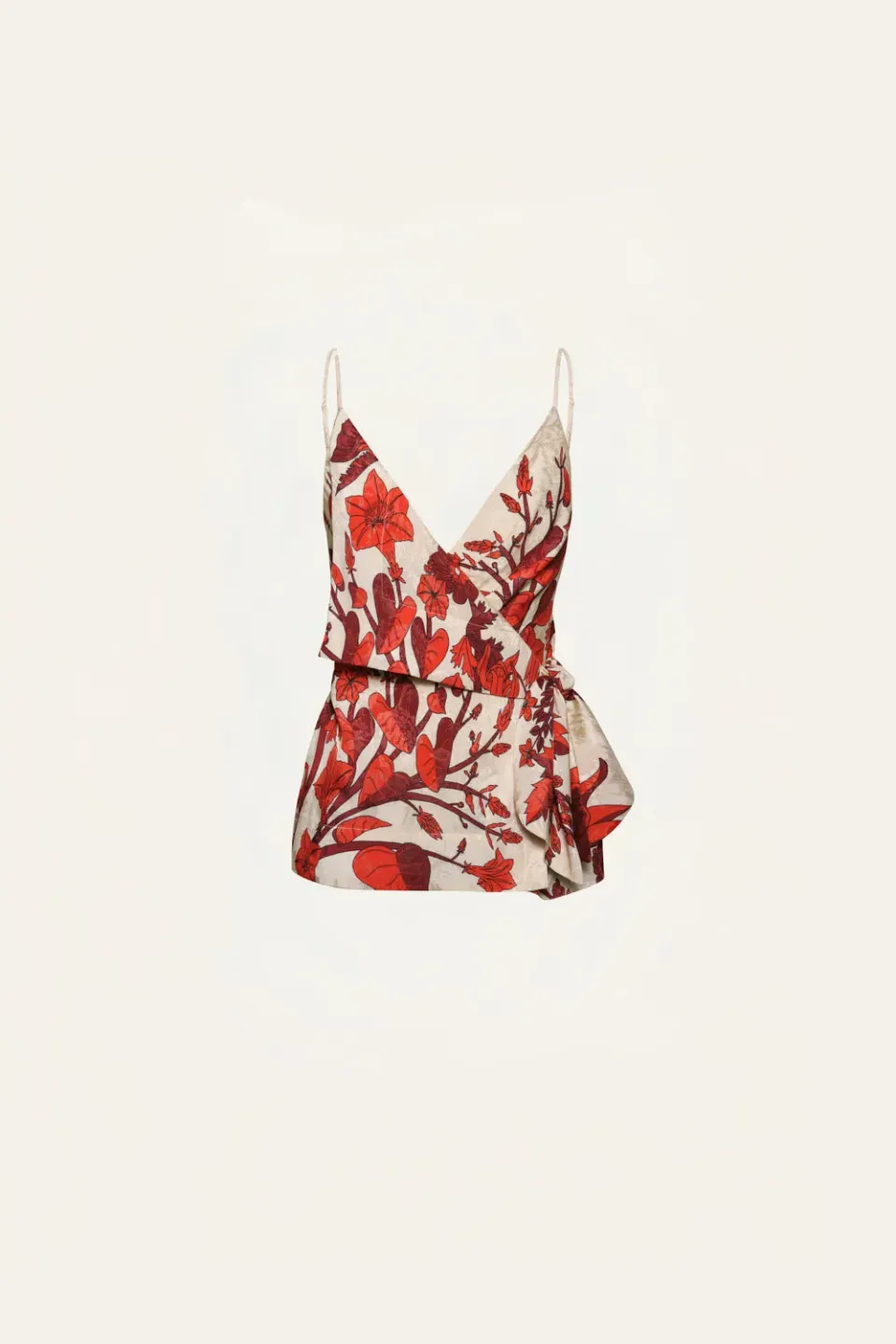 Johanna Ortiz New Gentle Wrap top ecru rosso