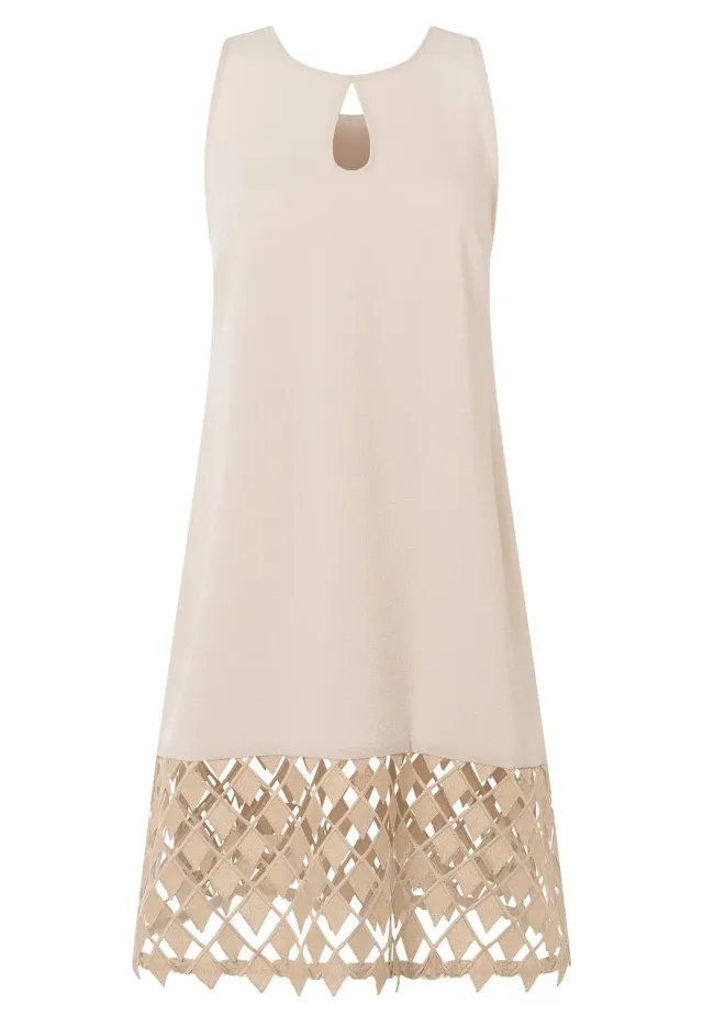 Ana Alcazar Lacy abito svasato pizzo beige