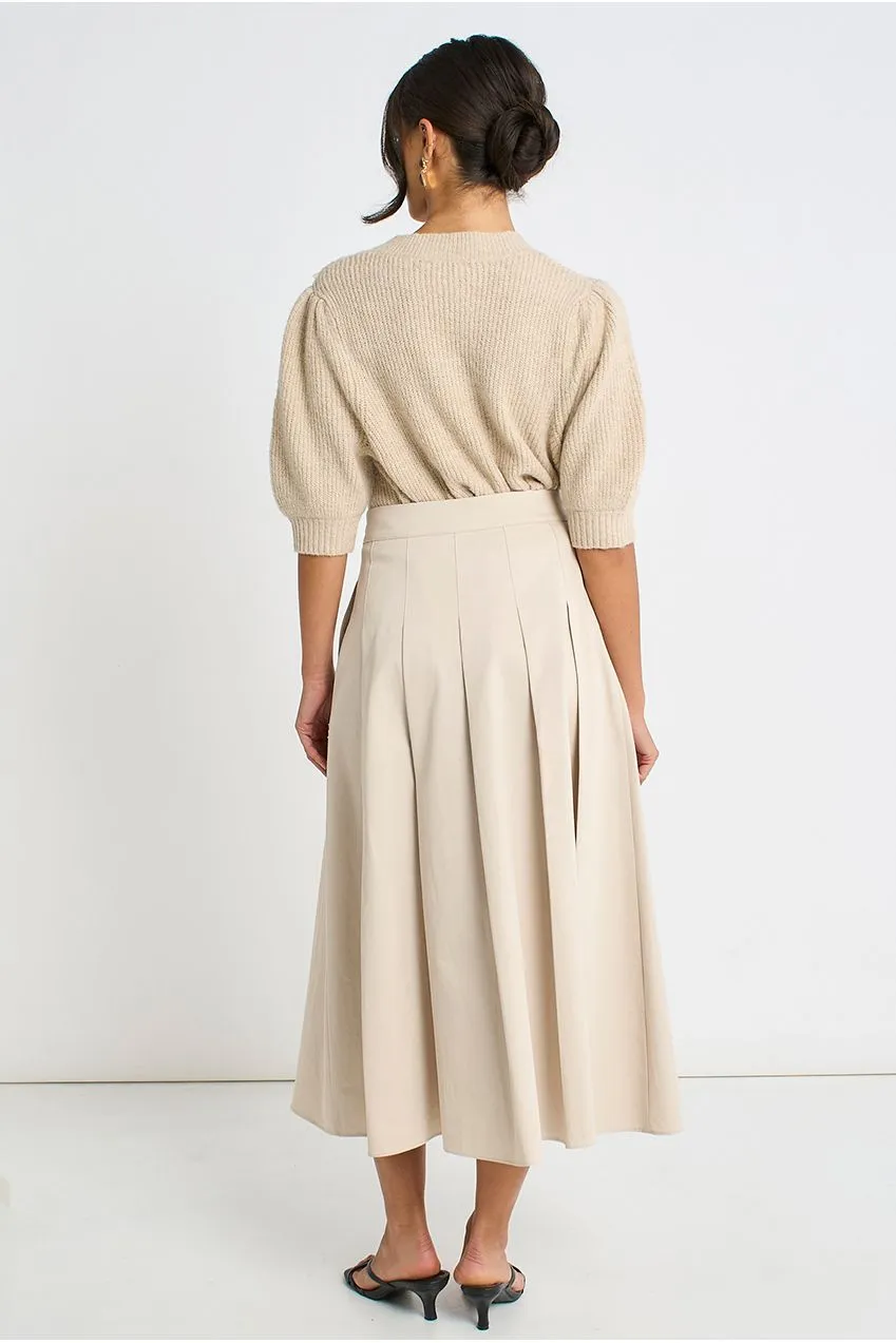 Gini London GL2108 gonna midi pietra in cotone plissettata