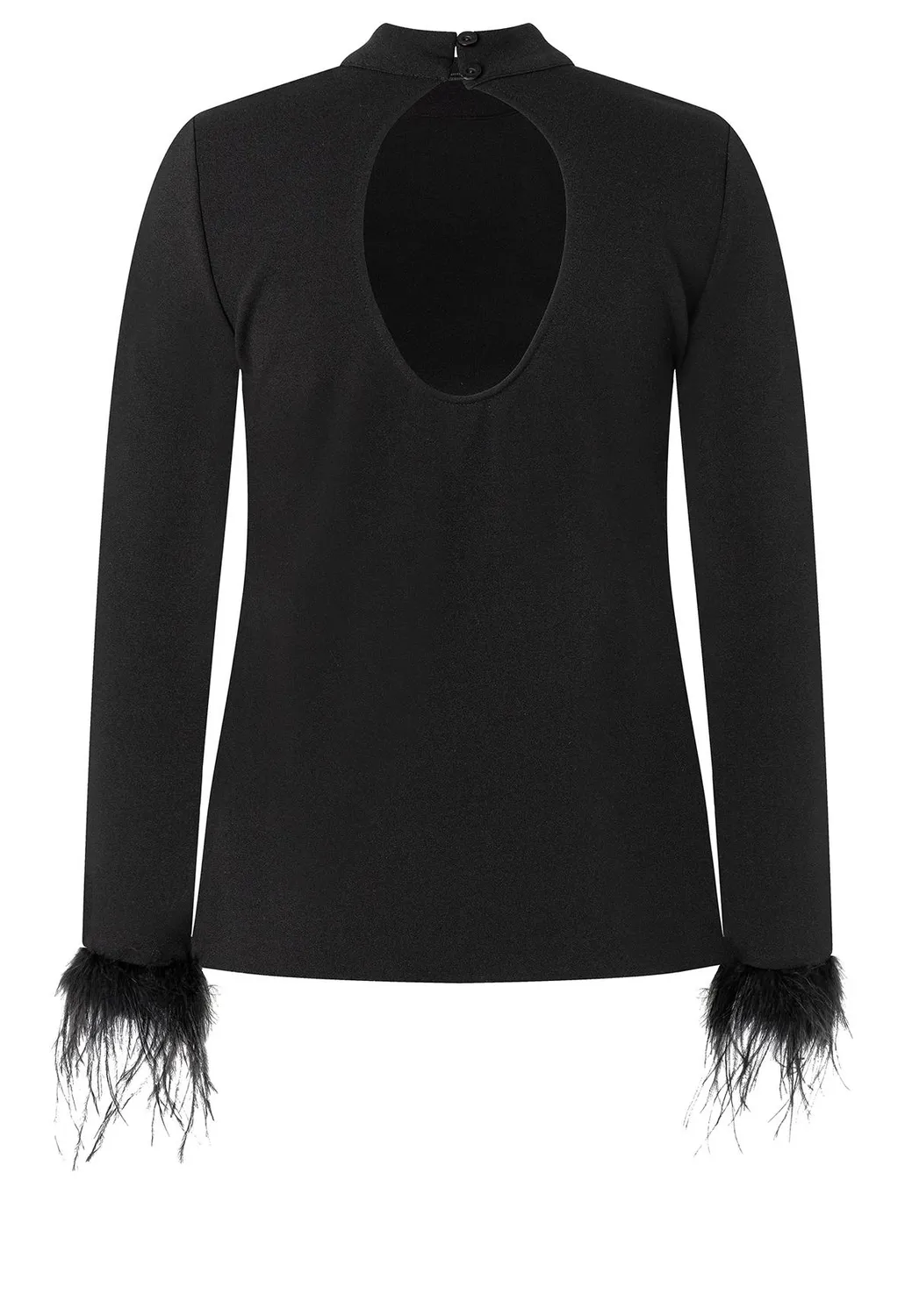 Ana Alcazar Afimy top nero elegante con piume