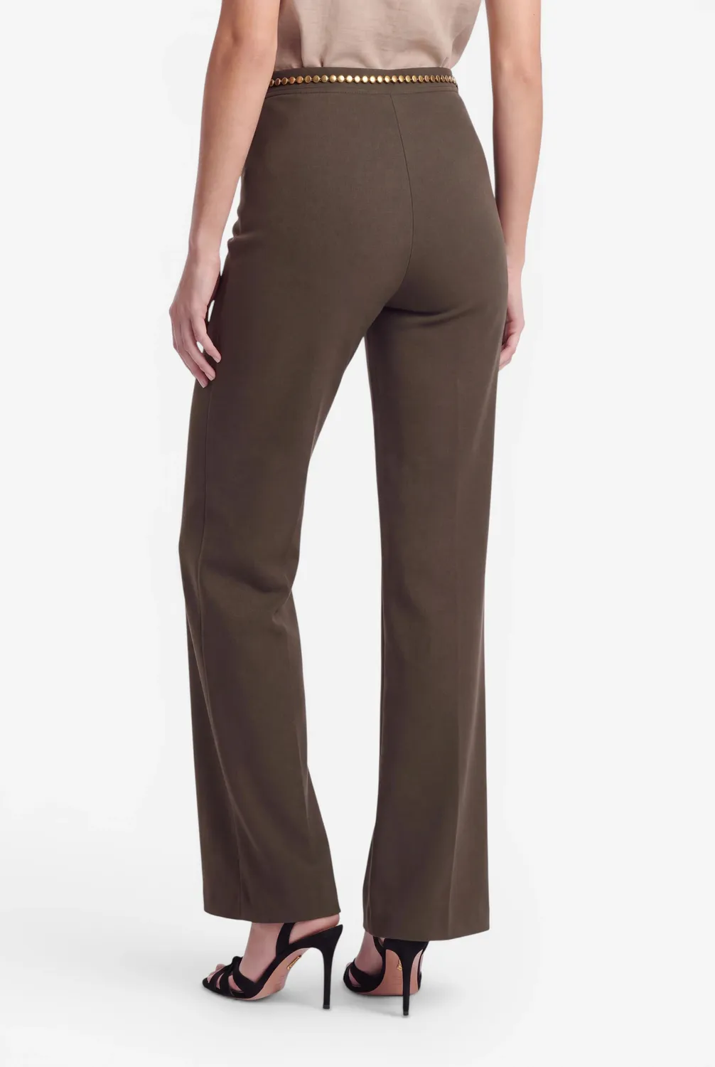 Ana Alcazar Elpharis pantaloni palazzo kaki cintura