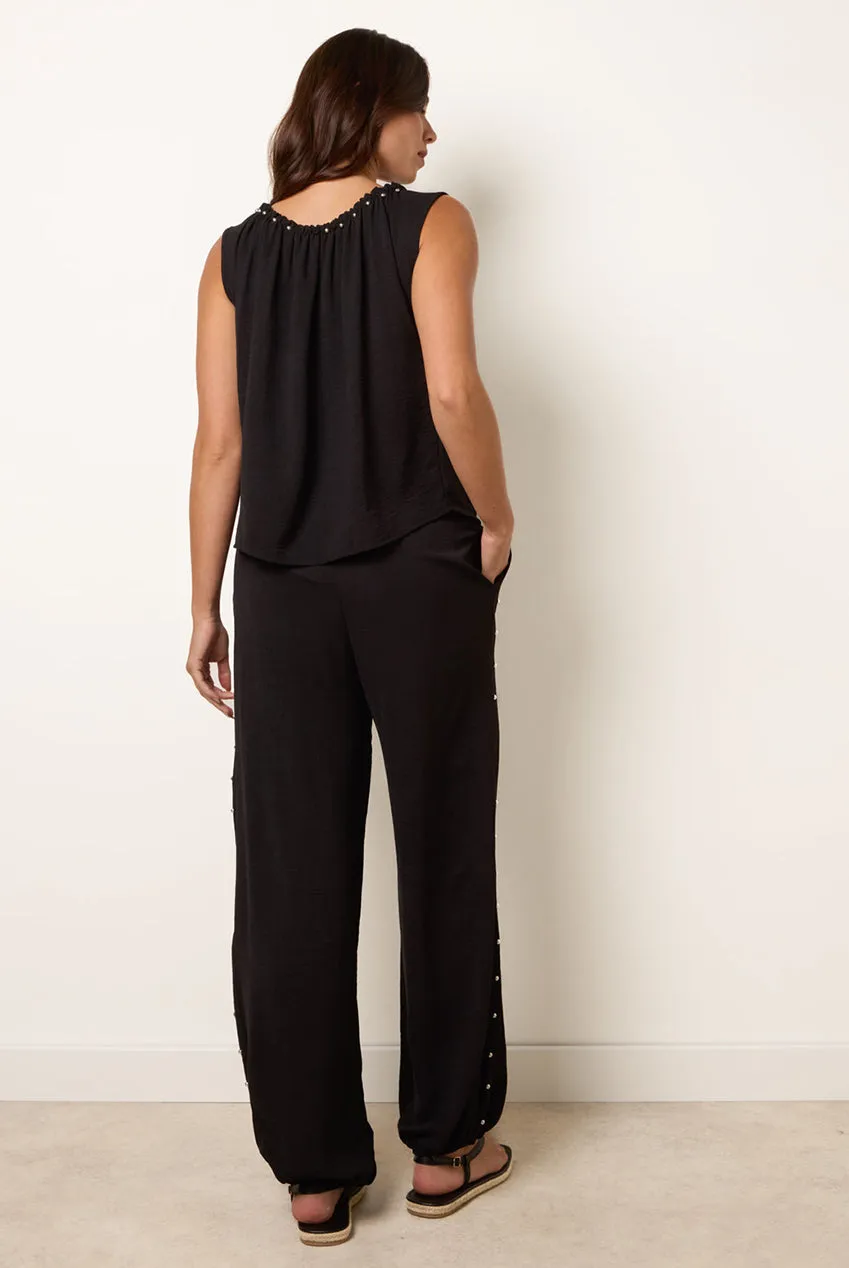Blue Vanilla Studded completo nero pantalone balloon