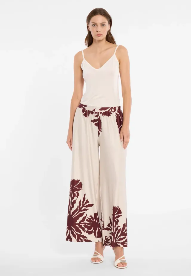 Ana Alcazar Dorinor pantaloni larghi fantasia beige