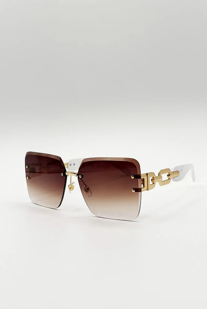SVNX White Gold occhiali sole oversize bianchi