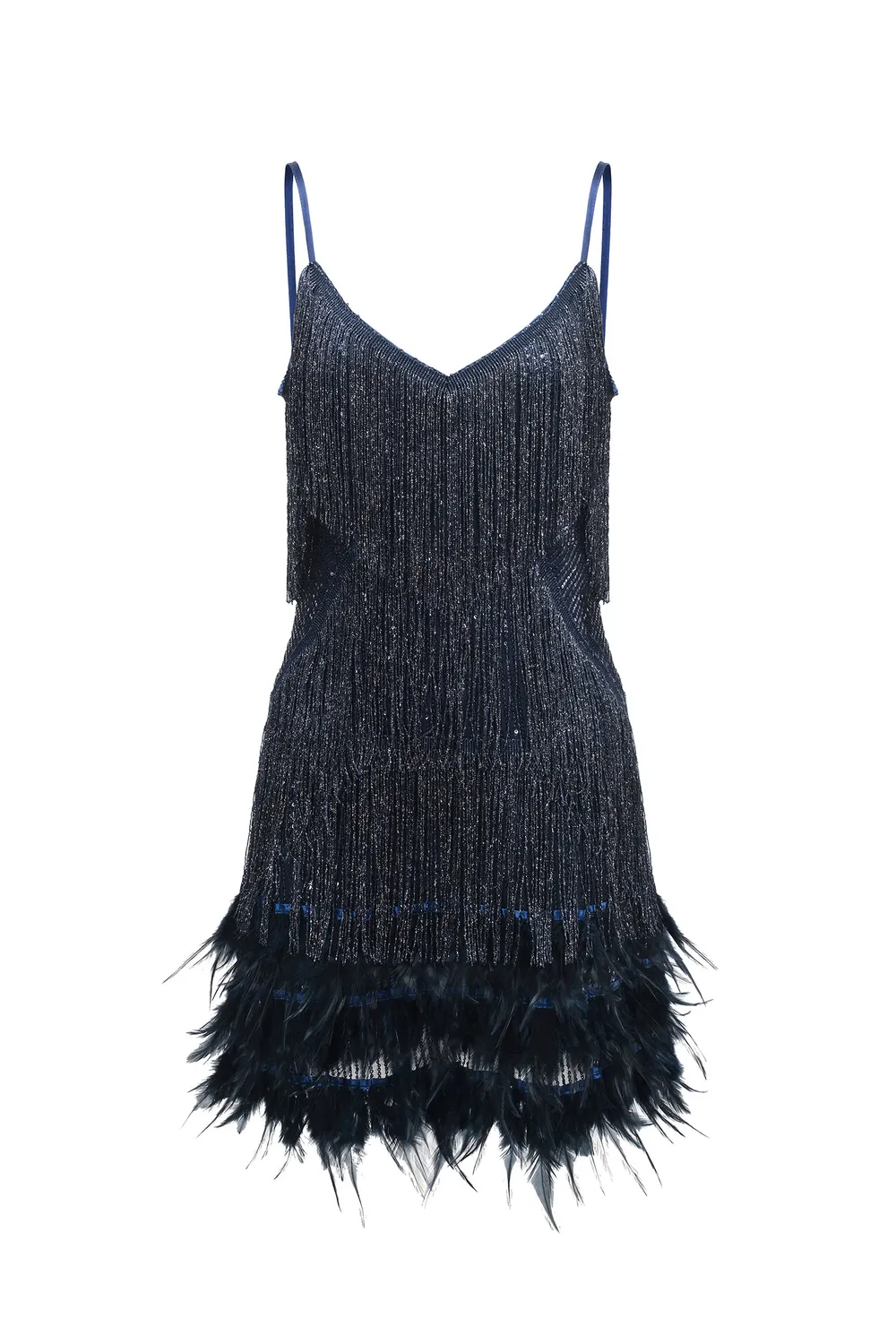 Bella Barnett Kamo Sequin Fringes abito mini blu