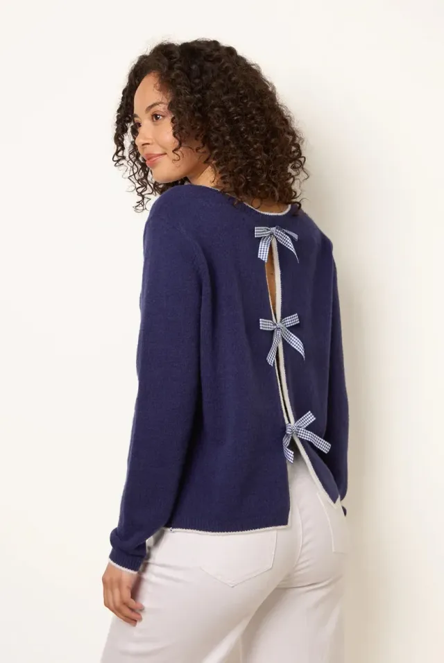 Blue Vanilla Back Bow maglione navy fiocco schiena