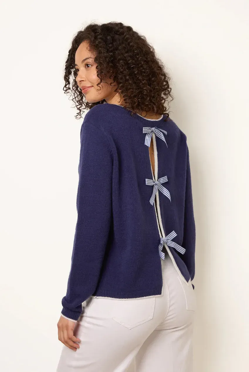 Blue Vanilla Back Bow maglione navy fiocco schiena