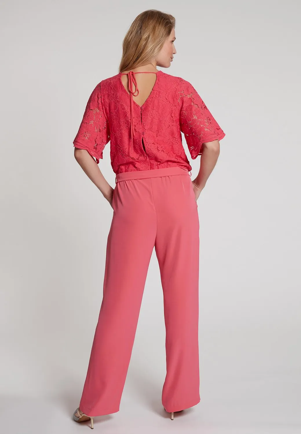 Ana Alcazar Giony tuta pizzo rosa elegante