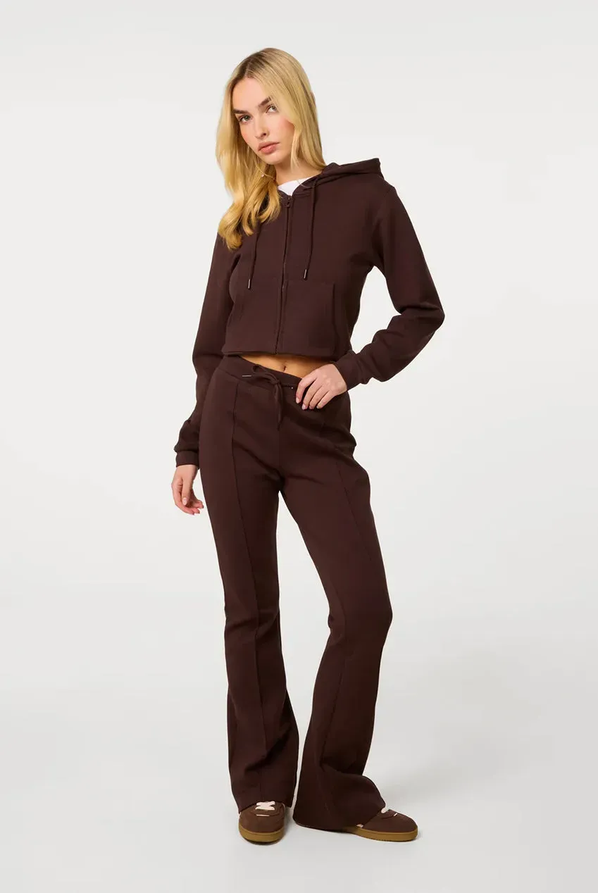 Pink Vanilla Pin Tuck pantaloni jersey cioccolato vita media