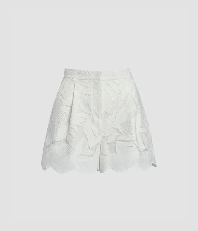 Erdem Floral Cotton Cutwork Shorts sartoriali traforati