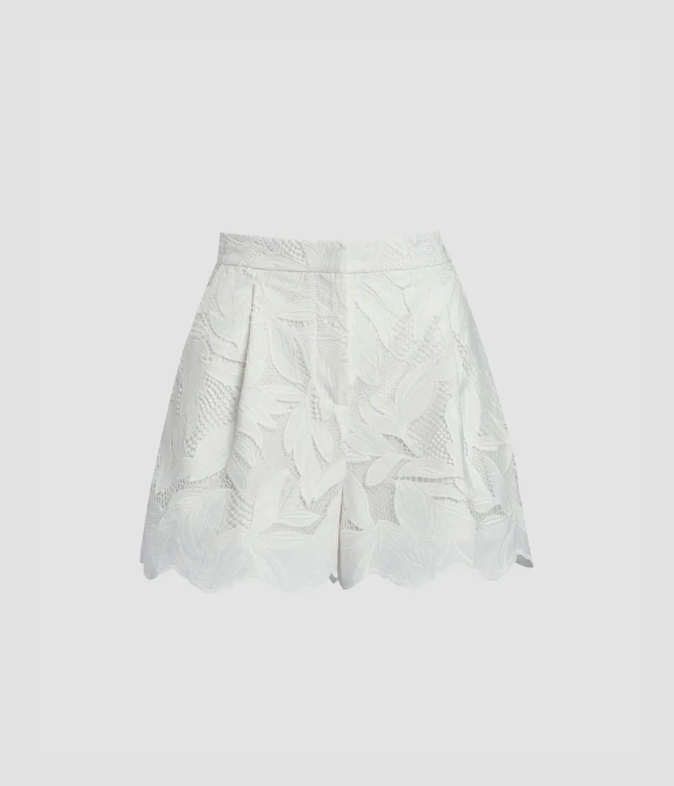 Erdem Floral Cotton Cutwork Shorts sartoriali traforati