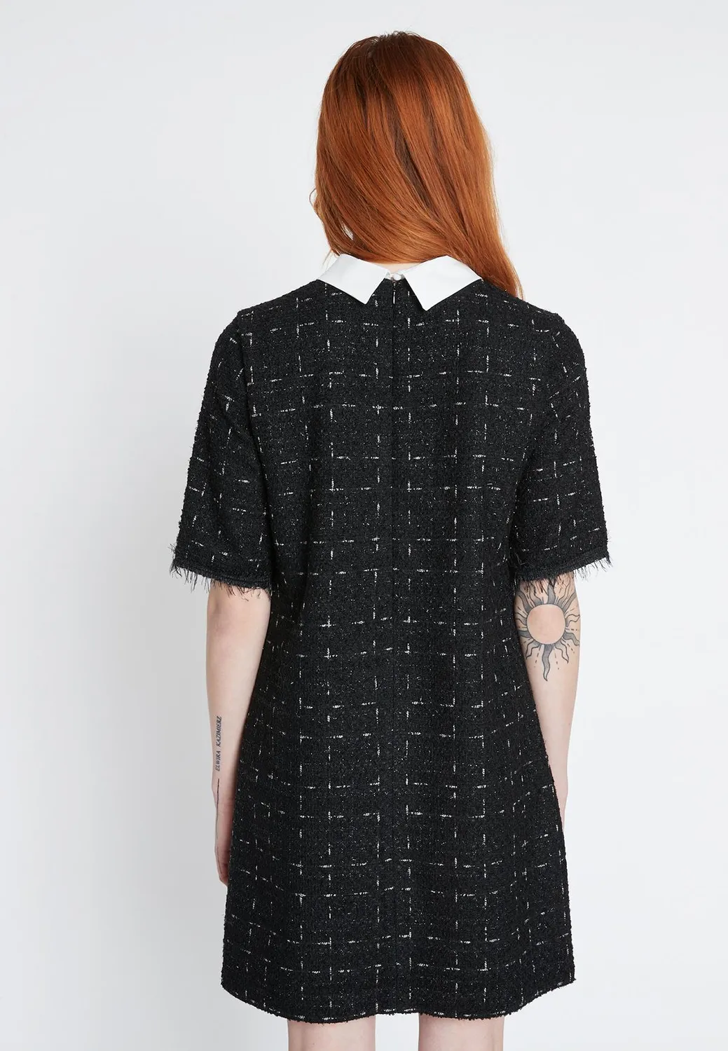 Ana Alcazar Sadora vestito bouclé nero corto
