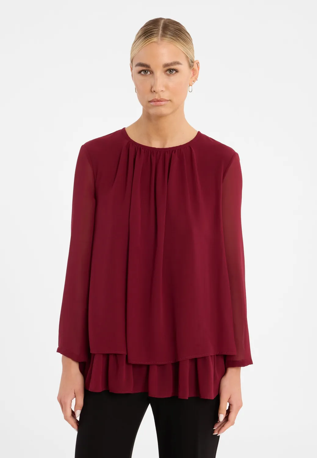 Ana Alcazar Cosmi top chiffon bordeaux ampio sera