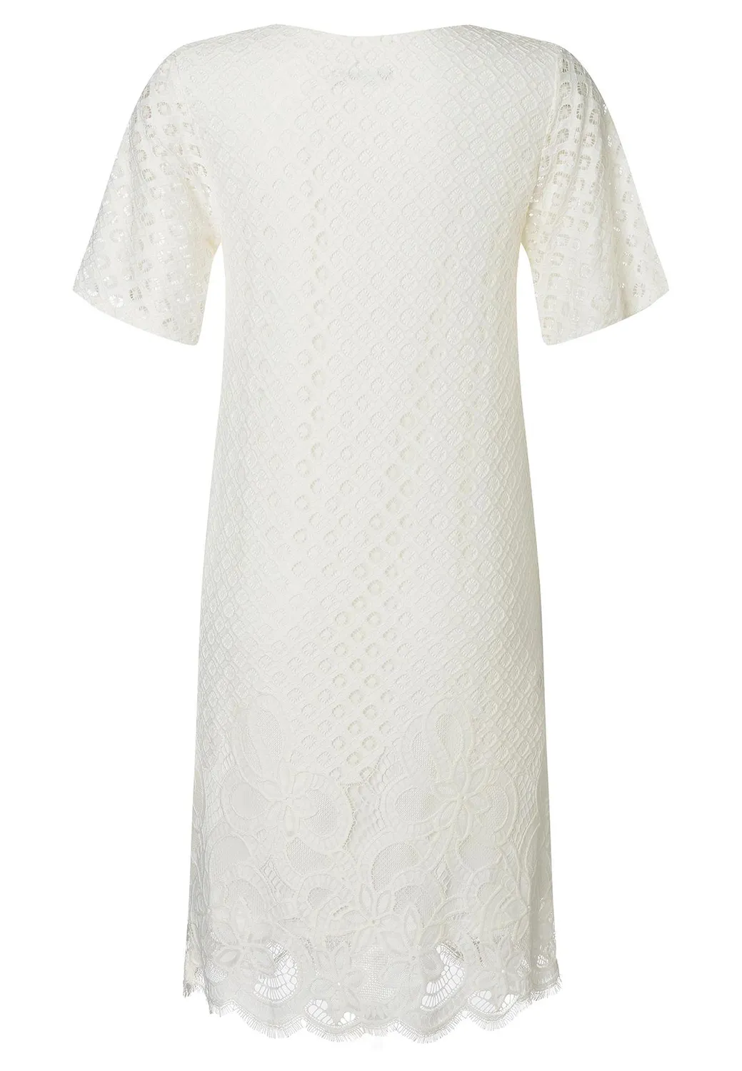 Ana Alcazar Paemi abito pizzo bianco corto scollo V