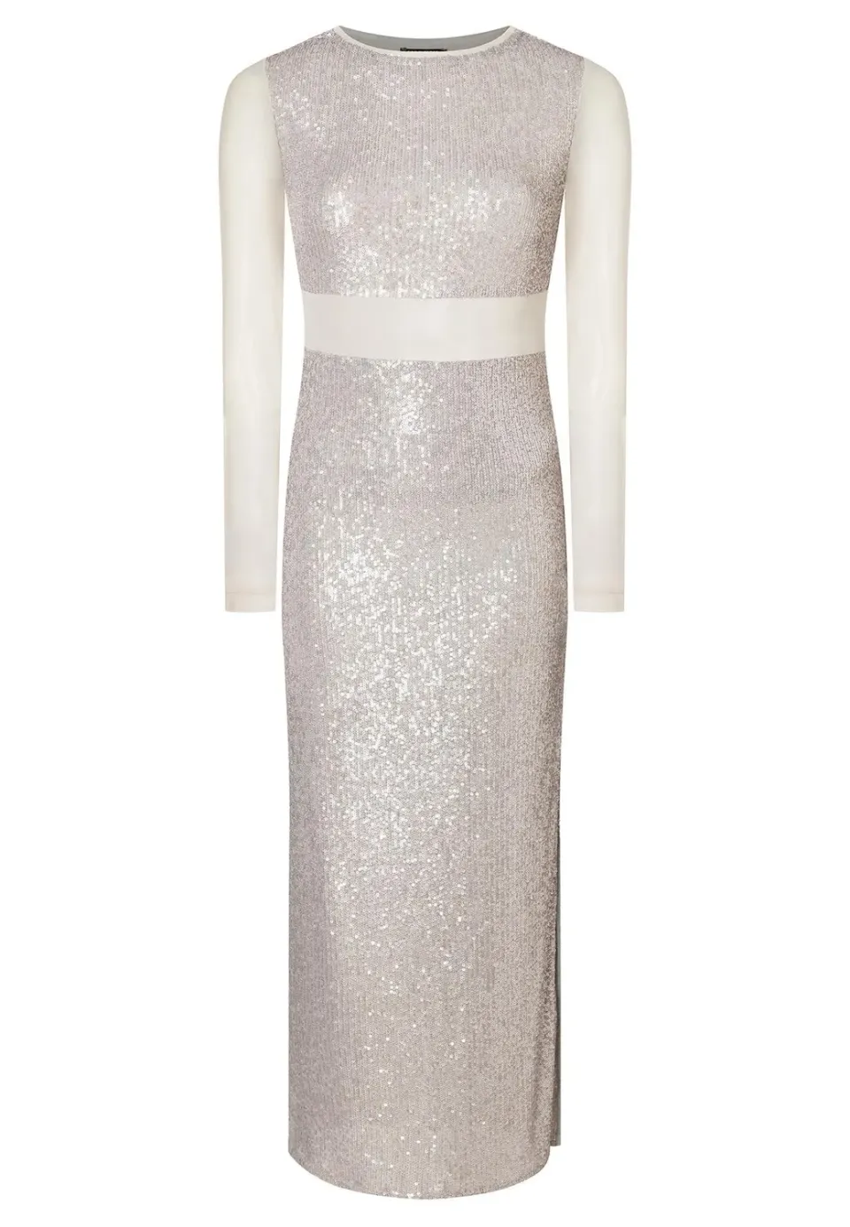 Ana Alcazar Tafia abito midi paillettes argento