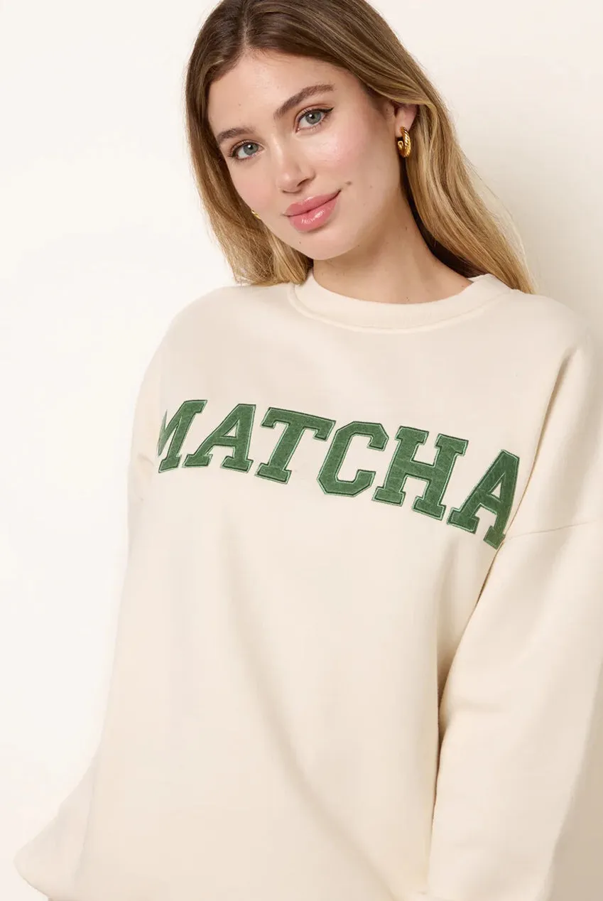 Blue Vanilla Matcha Felpa Avorio Girocollo Cotone