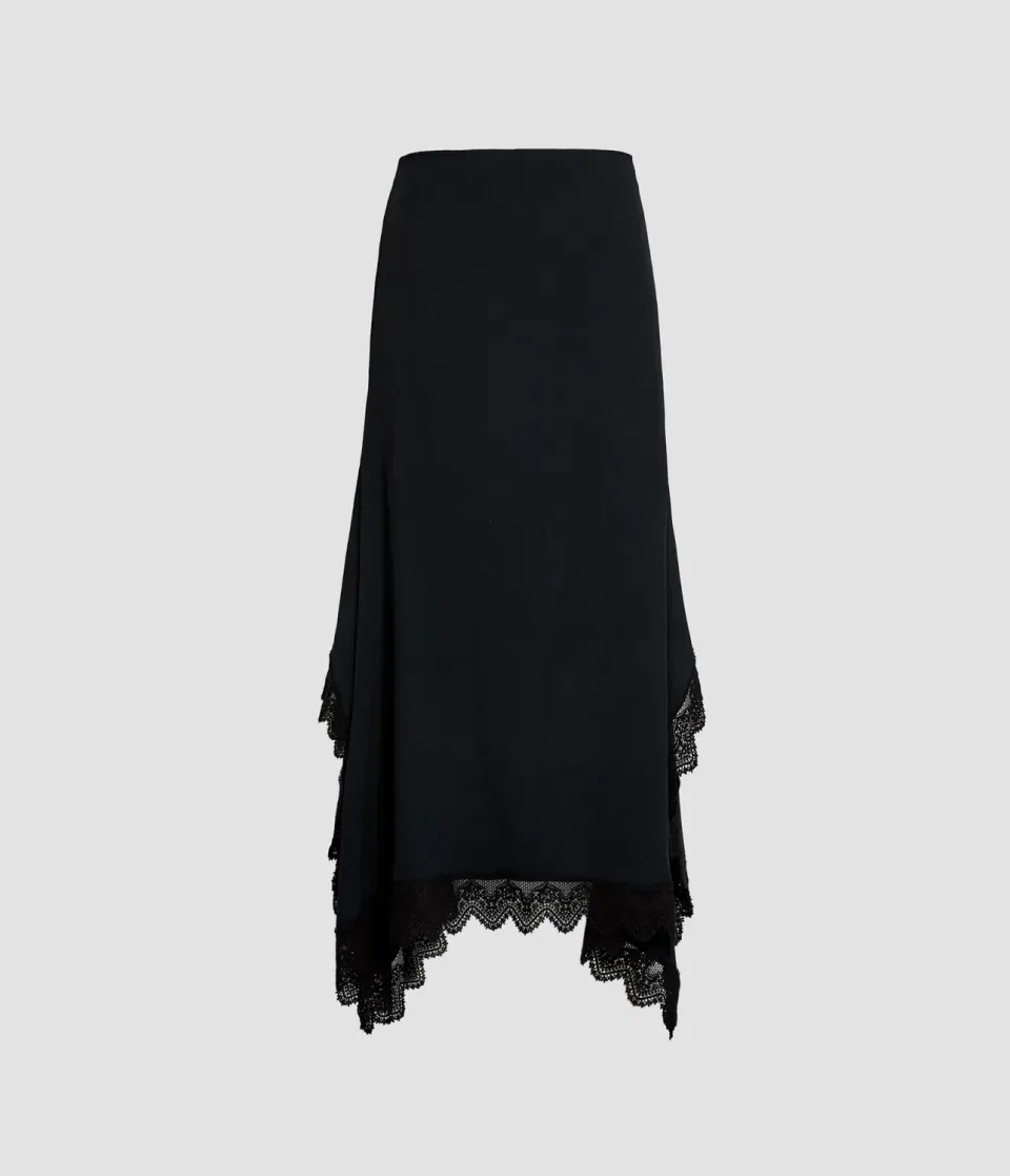 Erdem Cady Pencil Midi gonna nera pizzo