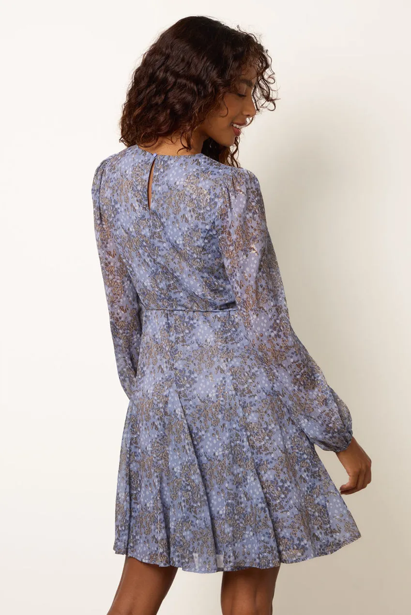 Goddiva Blue Vanilla Godet Mini abito denim cintura