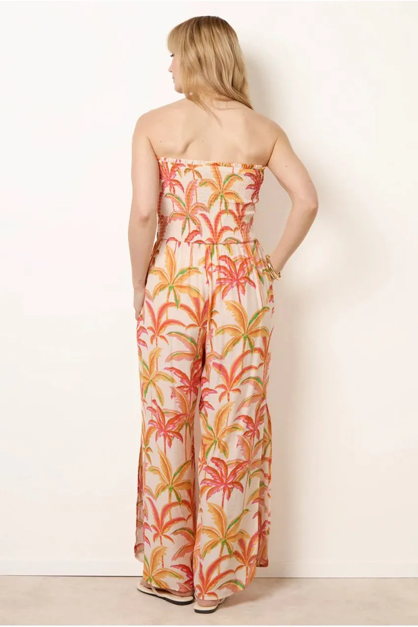 Blue Vanilla Side Split Flare Leg Tropical Jumpsuit tuta multi