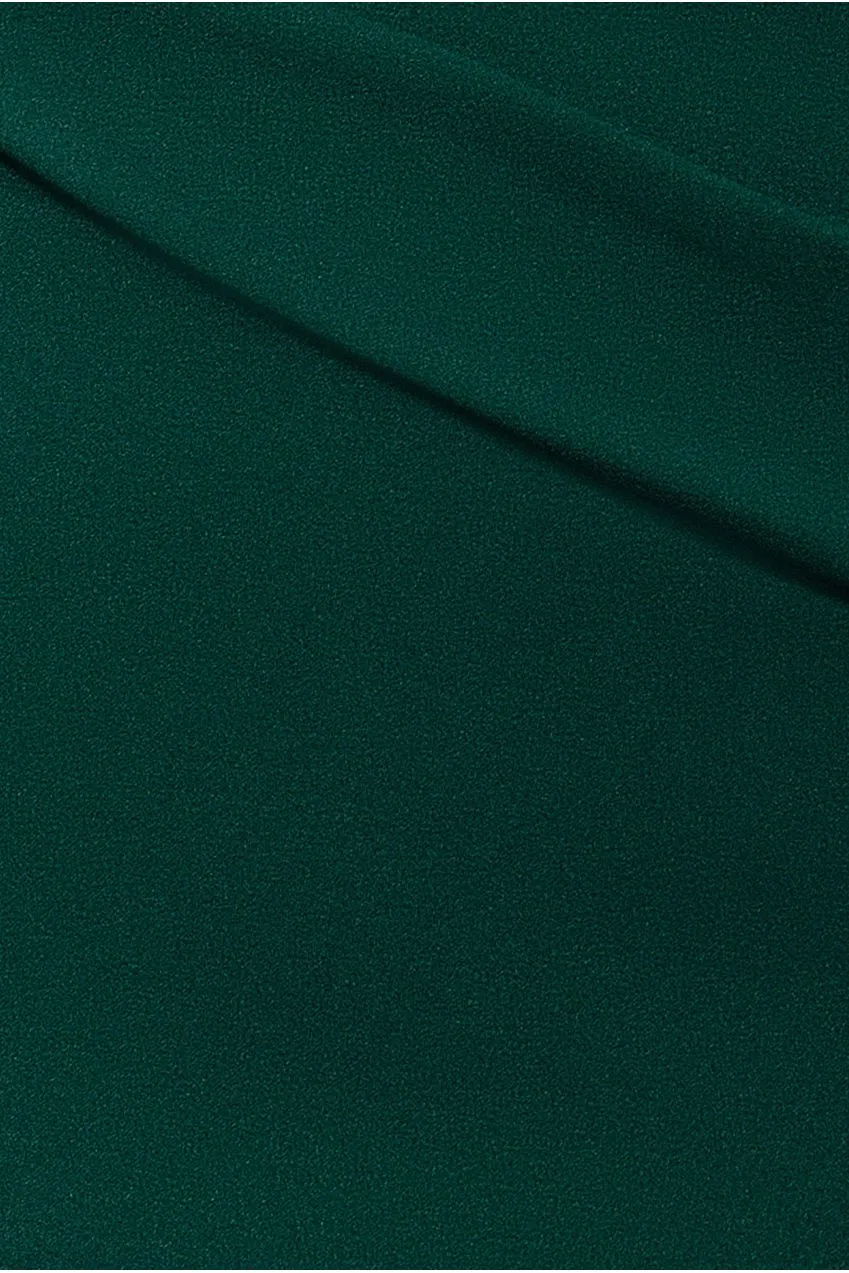Goddiva Bardot abito maxi verde smeraldo plissettato