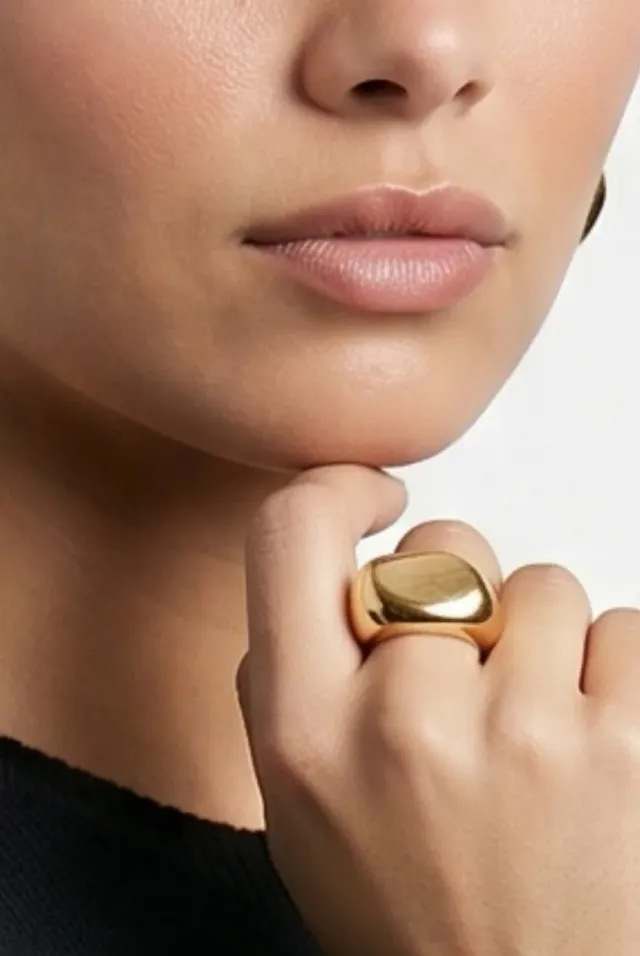 Uchi & Soto Nami anello oro martellato onesize