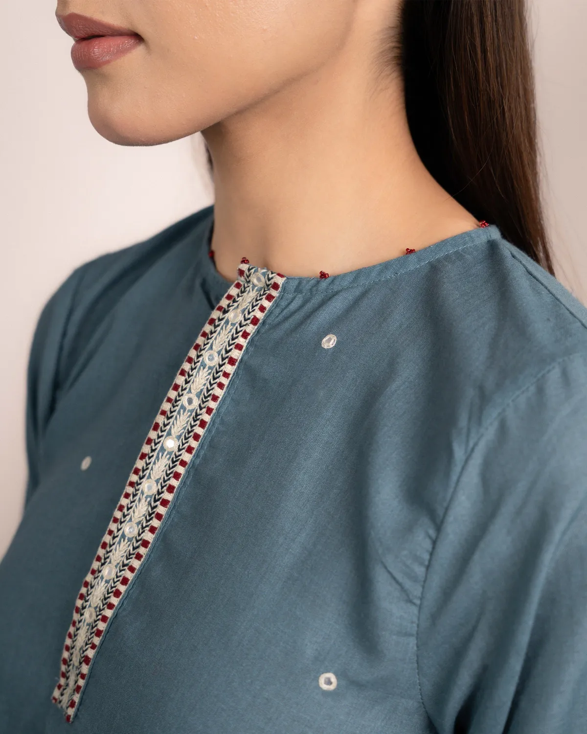 Our Dve Luna Top Normandy Blue Modal Orlo Asimmetrico