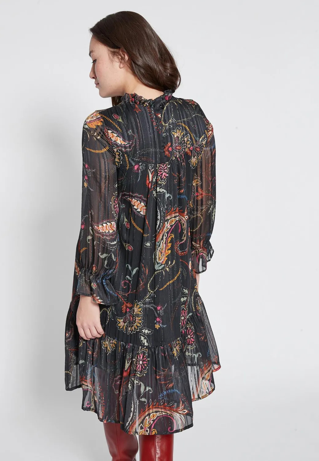 Ana Alcazar Habwa abito paisley con volant