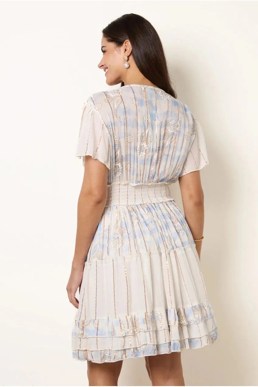 Goddiva Blue Vanilla abito mini blu S/M metallizzato