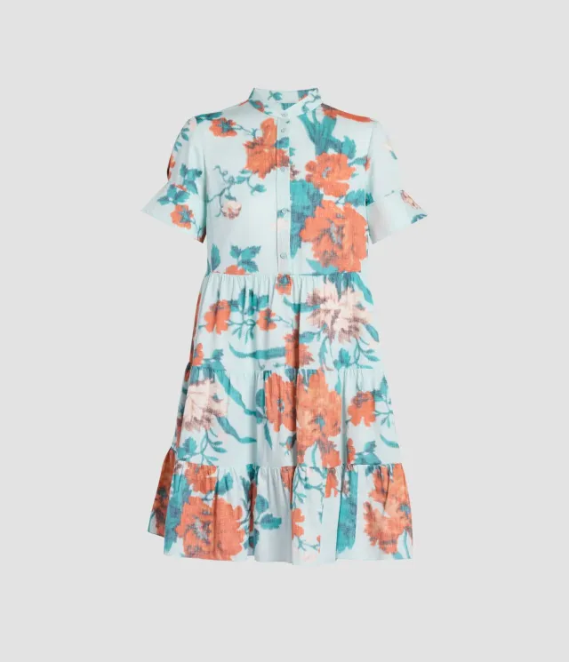 Erdem Floral abito mini cotone balze papaveri
