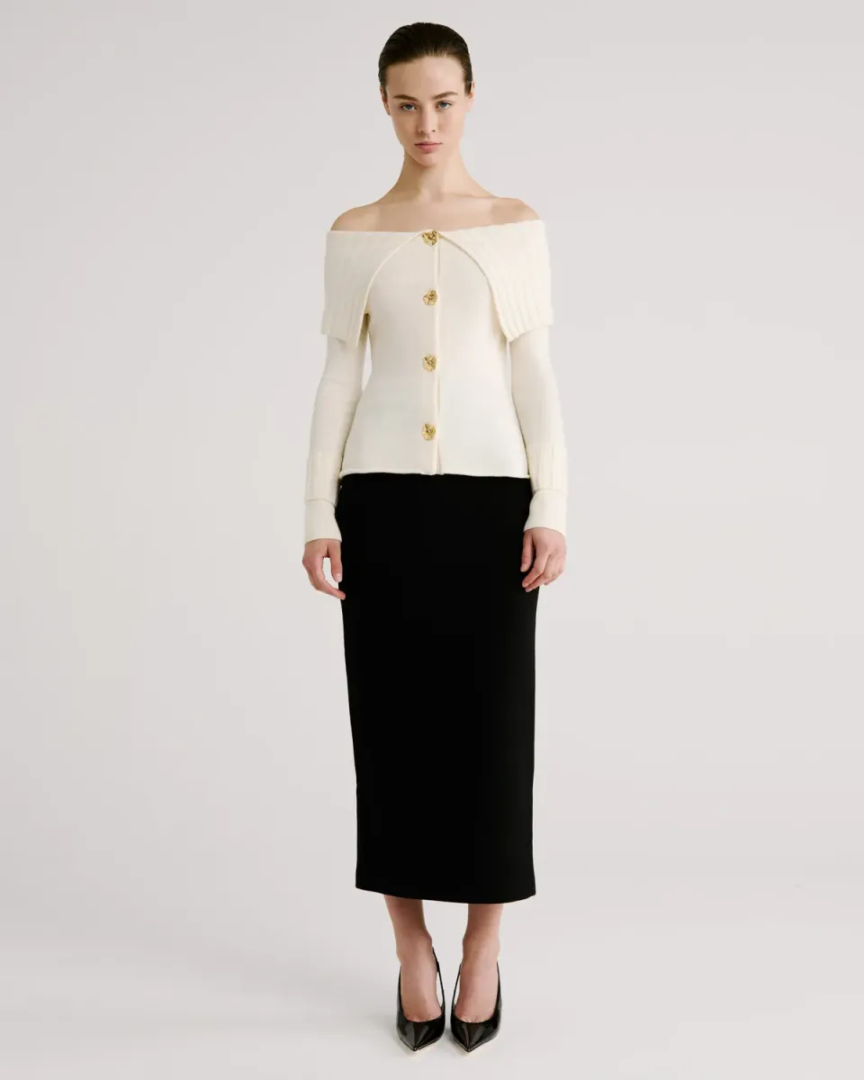 Violante Nessi Pope cardigan avorio lana merino
