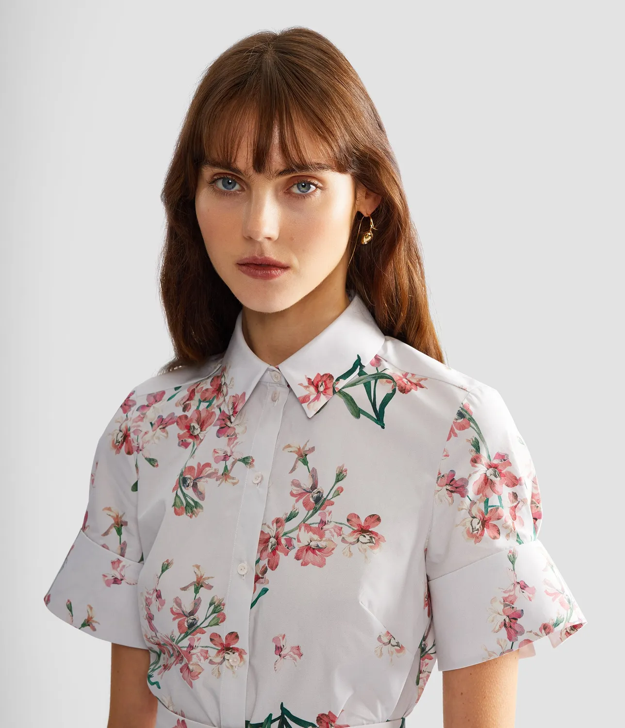 Erdem Floral Cotton camicia rosa orchidee